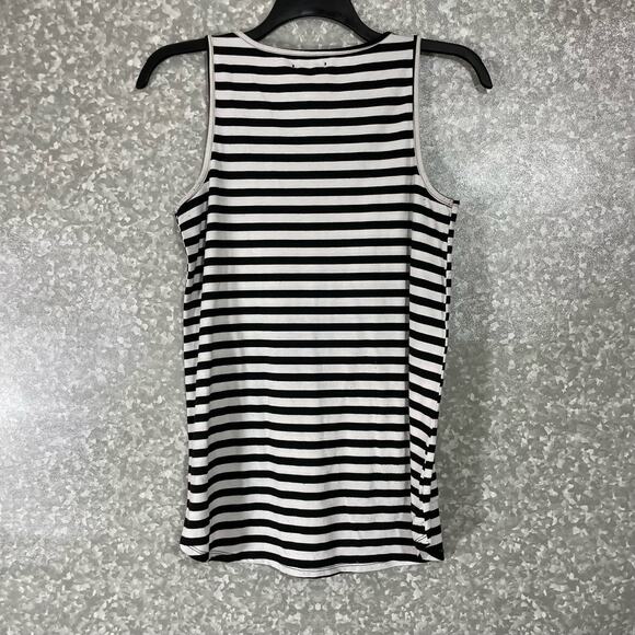 Hot Topic Black & White Striped Lace Sugar Skull Tank Top - Size Small - Hi-Low - Picture 7 of 7